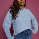 Molly Waffle Knit Raglan Sweater - Soft Mist