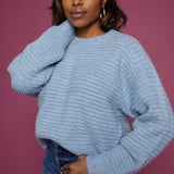 Molly Waffle Knit Raglan Sweater - Soft Mist