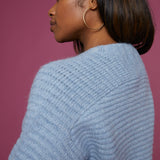 Molly Waffle Knit Raglan Sweater - Soft Mist