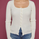 Caroline Square Neck Button Up Sweater