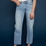 Kirby Mid Rise Bowed Straight Leg Jeans - Athens