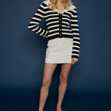 Paige Stripe Sailor Collar Cardigan
