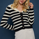 Paige Stripe Sailor Collar Cardigan