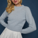 June Shrunken Wool Blend Sweater - Sky Blue