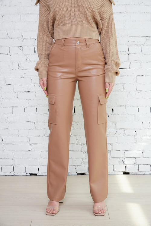 Chloe Faux Leather Cargo Pants