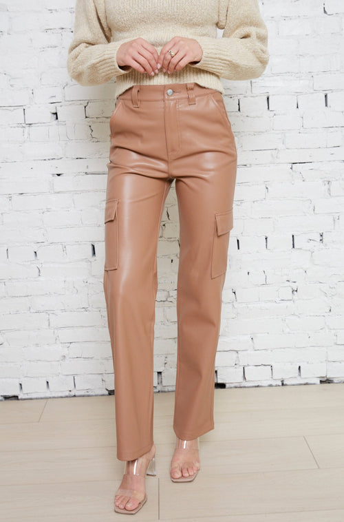 Chloe Faux Leather Cargo Pants