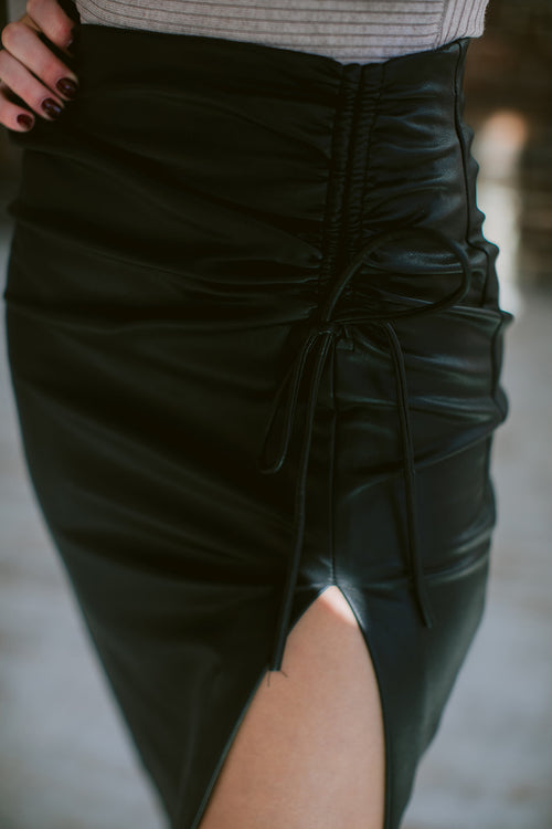 Rio Faux Leather Midi Skirt