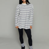 Scout Oversized Striped Knit Top - Heather Grey
