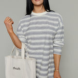 Scout Oversized Striped Knit Top - Heather Grey
