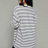 Scout Oversized Striped Knit Top - Heather Grey