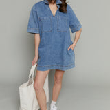 Daisy V-Neck Denim Mini Dress