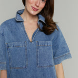 Daisy V-Neck Denim Mini Dress