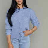 Elizabeth Ribbed Knit Cardigan - Blue Heather