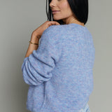 Elizabeth Ribbed Knit Cardigan - Blue Heather