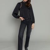 Nikki Mock Neck Embroidered Top