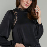 Nikki Mock Neck Embroidered Top