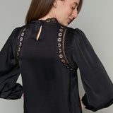 Nikki Mock Neck Embroidered Top