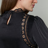 Nikki Mock Neck Embroidered Top