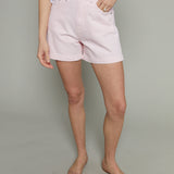 Mimi Denim High Rise A-Line Shorts - Blush