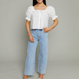 Lydia Ruffle Puff Sleeve Top - Off White