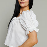 Lydia Ruffle Puff Sleeve Top - Off White