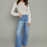 Lola Tonal Stripe Cropped Cardigan - Crystal
