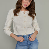 Lola Tonal Stripe Cropped Cardigan - Crystal