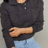 Sydney Textured Knit Polo Sweater