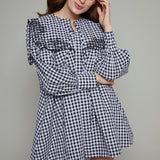 Eloise Gingham Embroidered Collar Mini Dress