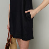 Dana Linen Mini Dress - Black