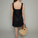 Dana Linen Mini Dress - Black