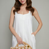 Dana Linen Mini Dress - White