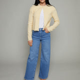 Phoebe Ribbed Relaxed Cardigan - Custard