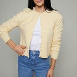 Phoebe Ribbed Relaxed Cardigan - Custard
