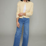 Phoebe Ribbed Relaxed Cardigan - Custard