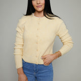 Phoebe Ribbed Relaxed Cardigan - Custard