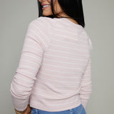 Isla Cropped Rib Striped Henley Top