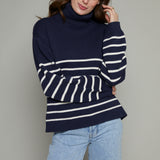 Zuri Striped Knit Turtleneck Sweater