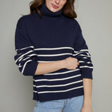 Zuri Striped Knit Turtleneck Sweater