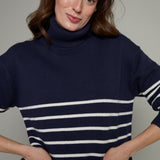 Zuri Striped Knit Turtleneck Sweater