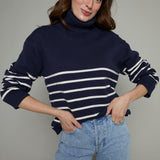 Zuri Striped Knit Turtleneck Sweater