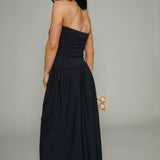Flora Ruched Strapless Maxi Dress