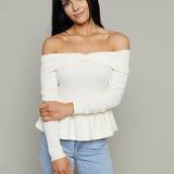 Veronica Off the Shoulder Peplum Sweater