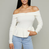 Veronica Off the Shoulder Peplum Sweater