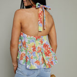 Capri Floral Ruffle Halter Top