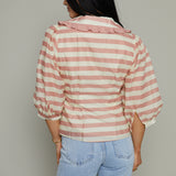 Maisey Oversized Ruffle Collar Striped Blouse
