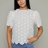 Axel Textured Floral Scalloped Top