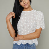 Axel Textured Floral Scalloped Top