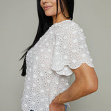 Axel Textured Floral Scalloped Top