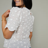 Axel Textured Floral Scalloped Top